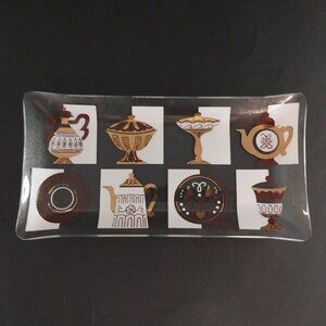 Vintage Inland Glass Mid-century Rectangle Platter Serving Tray Dessert MCM